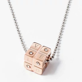 Dobókocka medál nyakláncon - rózsaarany bevonatos 