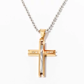 Köves kereszt nyaklánccal - arany bevonatos 