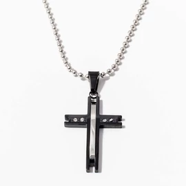 Köves kereszt nyaklánccal - fekete 