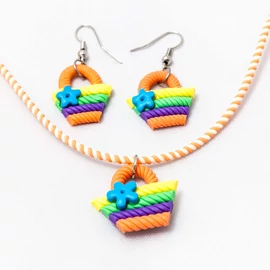 Gyerek ékszer szett kosárkás - narancs 