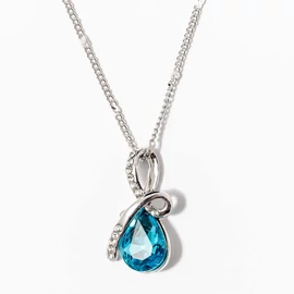 Fehérarany bevonatos köves csepp medálos nyaklánc aqua  Fehérarany bevonatos köves csepp medálos nyaklánc aqua