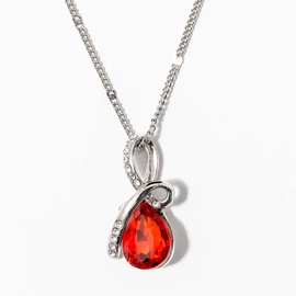 Fehérarany bevonatos köves csepp medálos nyaklánc narancs  Fehérarany bevonatos köves csepp medálos nyaklánc narancs