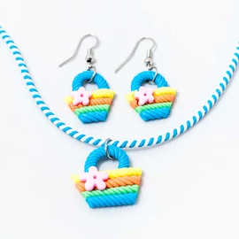 Gyerek ékszer szett kosárkás - kék 