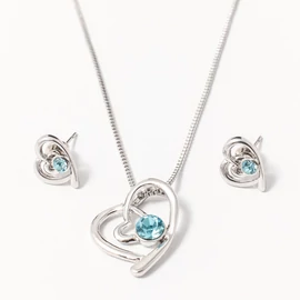 Szivecskés ékszer szett türkiz 