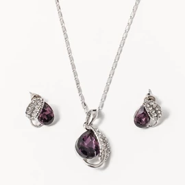 Levél mintás ékszer szett lila 