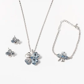 Szerencsehozó lóhere ékszer szett kék 