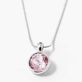 Ezüst bevonatos kerek köves medál nyaklánccal rózsaszín  Ezüst bevonatos kerek köves medál nyaklánccal rózsaszín