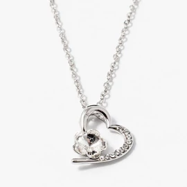 Ezüst bevonatos szív medálos nyaklánc fehér köves 