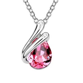 Ezüst bevonatos csepp medálos nyaklánc pink köves  Ezüst bevonatos csepp medálos nyaklánc pink köves