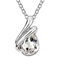 Ezüst bevonatos csepp medálos nyaklánc fehér köves  Ezüst bevonatos csepp medálos nyaklánc fehér köves