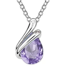Ezüst bevonatos csepp medálos nyaklánc lila köves  Ezüst bevonatos csepp medálos nyaklánc lila köves