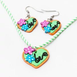 Gyerek ékszer szett szivecskés - zöld 