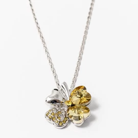 Fehérarany bevonatos nyaklánc lóhere medálos sárga  Fehérarany bevonatos nyaklánc lóhere medálos sárga