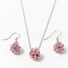 Fém shamballa ékszer szett pink 