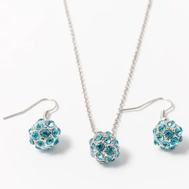 Fém shamballa ékszer szett aqua 