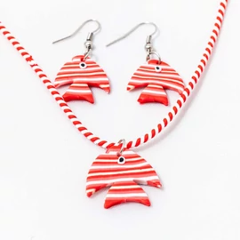 Gyerek ékszer szett halacskás - piros 