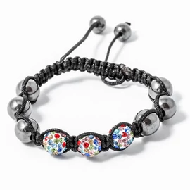 Shamballa karkötő 3 kristály + 6 csakragolyó multicolor  Shamballa karkötő 3 kristály + 6 csakragolyó multicolor