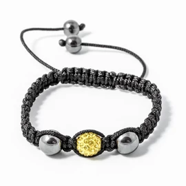 Shamballa karkötő 1 kristály + 2 csakragolyó sárga  Shamballa karkötő 1 kristály + 2 csakragolyó sárga