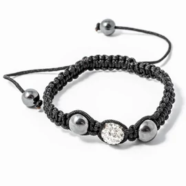 Shamballa karkötő 1 kristály + 2 csakragolyó fehér 