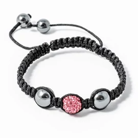 Shamballa karkötő 1 kristály + 2 csakragolyó pink 