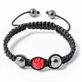 Shamballa karkötő 1 kristály + 2 csakragolyó piros  Shamballa karkötő 1 kristály + 2 csakragolyó piros