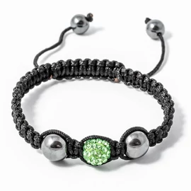 Shamballa karkötő 1 kristály + 2 csakragolyó világoszöld 