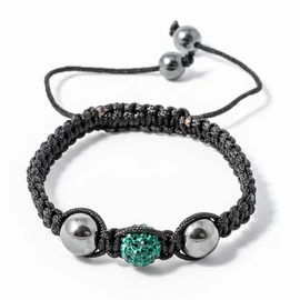 Shamballa karkötő 1 kristály + 2 csakragolyó zöld 