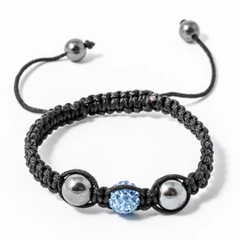 Shamballa karkötő 1 kristály + 2 csakragolyó kék 