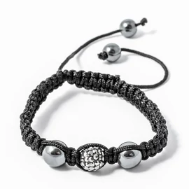 Shamballa karkötő 1 kristály + 2 csakragolyó antrazit 