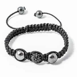 Shamballa karkötő 1 kristály + 2 csakragolyó fekete  Shamballa karkötő 1 kristály + 2 csakragolyó fekete