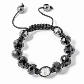 Shamballa karkötő 1 kristály + 8 üveggyöngy fekete 