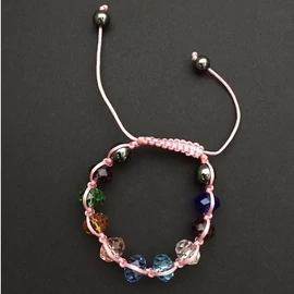 Shamballa karkötő 9 üveggyöngy + 2 csakragolyó 